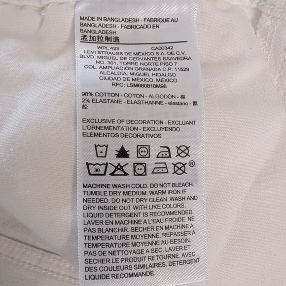 Levi's Denizen White Denim Bib Shortalls 90s Aesthetic Utility Chic - Picture 11 of 13